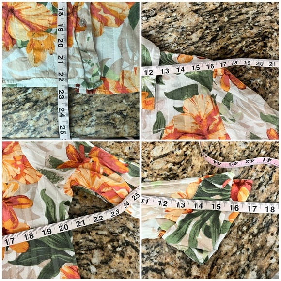 Allison Daley Floral Hawaiian Blouse PL Beach Coastal Festival Boho Cruise - Picture 5 of 9
